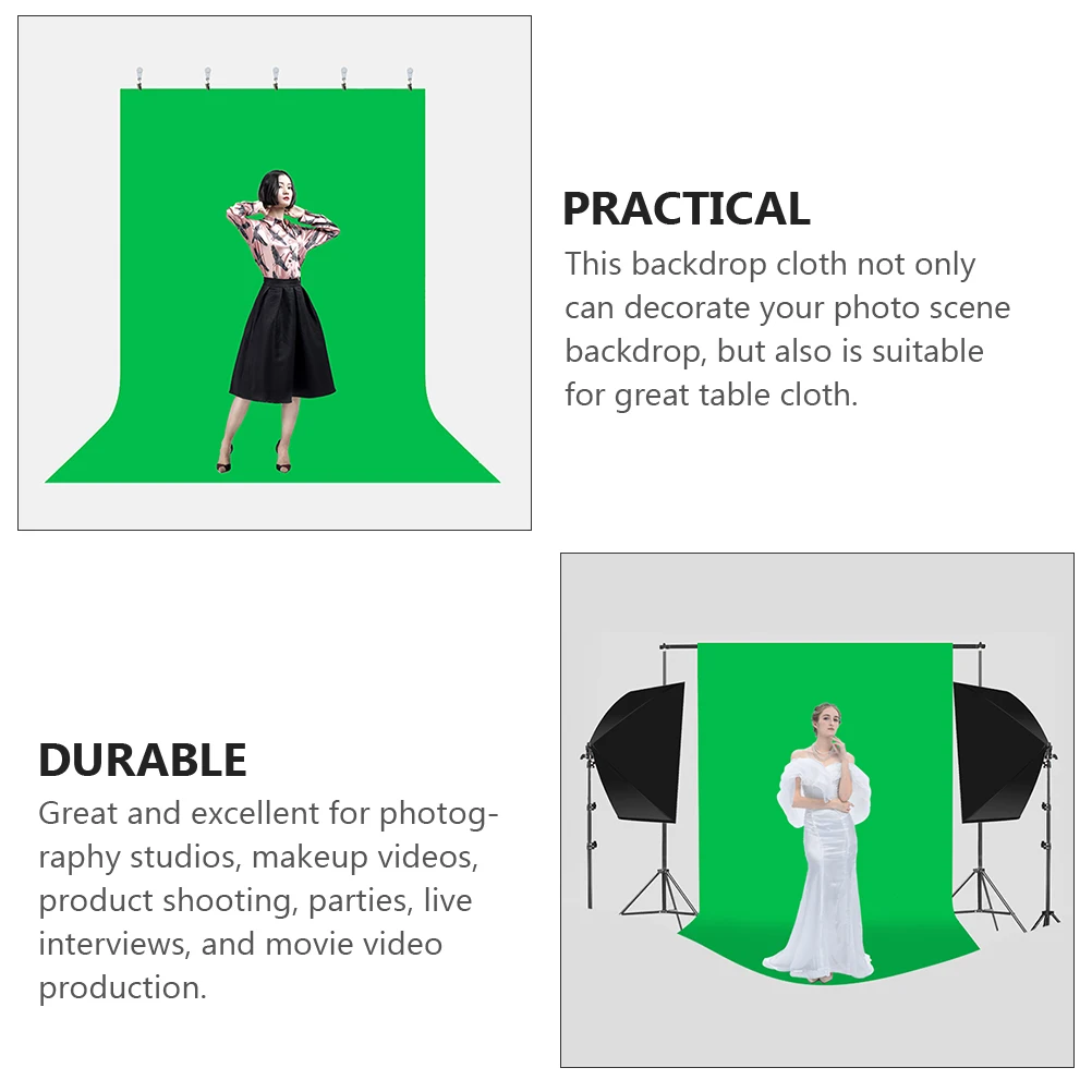 

Green Background Cloth Solid Color Photography Backdrop Decor Layout Fabric Reusable Great For Photo Scene Makeup Video Product