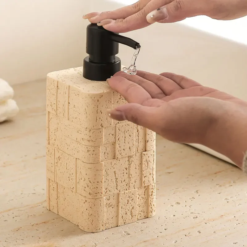 

400ml soap dispenser modern simple cave stone texture lotion toilet household luxury wind pressure type hand sanitizer bottle