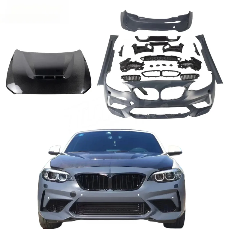 High Quality M2C Style Body Kit Fit 2 Series F22 Upgrade Front Rear Bumpers Side Skirts CS Style Carbon Fiber Engine Ho