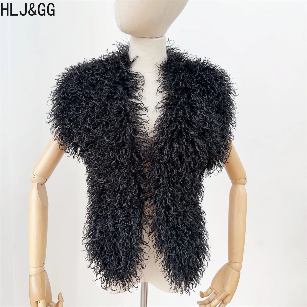 HLJ&GG Trend Y2K Two Piece Sets Women Fur Feather Halter Waistcoat Fashion Backless Lace Up Legs Cover Streetwear Clothing 2025