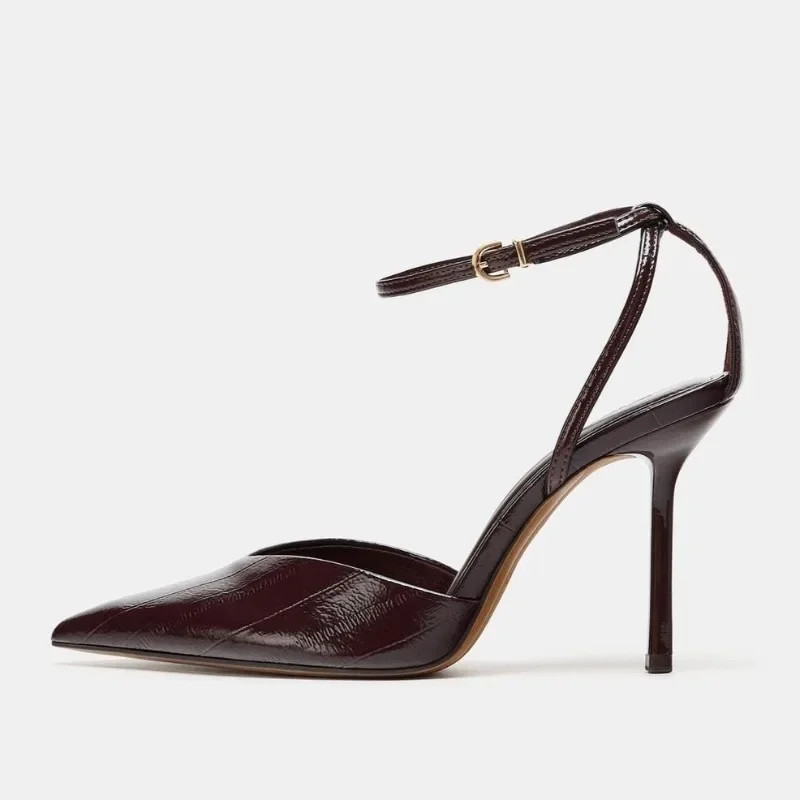 

Women’s Patent Leather High Heel Pumps Pointed Toe Stiletto Ankle Strap Buckle Elegant Party Evening Dress Shoes Fashion