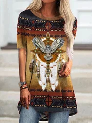 Women Tshirt Fashion Summer T Shirt Tops Tees Woman Clothing Casual 3D Print Indian T-Shirts Ethnic Style  Short Sleeve Tshirt