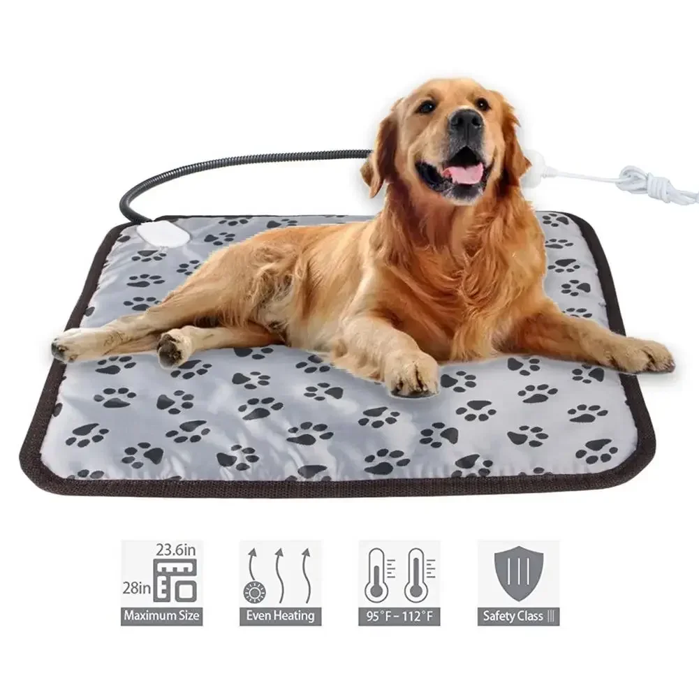 Manta eléctrica para perros y gatos, almohadilla calefactora, colchón para mascotas, impermeable, antimordida, cojín para silla con temperatura ajustable, 1 Uds.