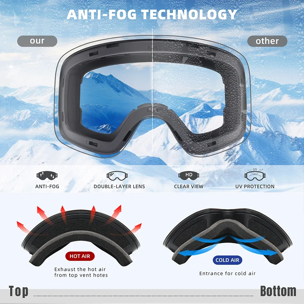 KINGSEVEN الرياضة في الهواء الطلق في سن المراهقة الرجال النساء نظارات التزلج-مكافحة الضباب UV400 على الجليد التزلج نظارات الشتاء يندبروف نظارات واقية