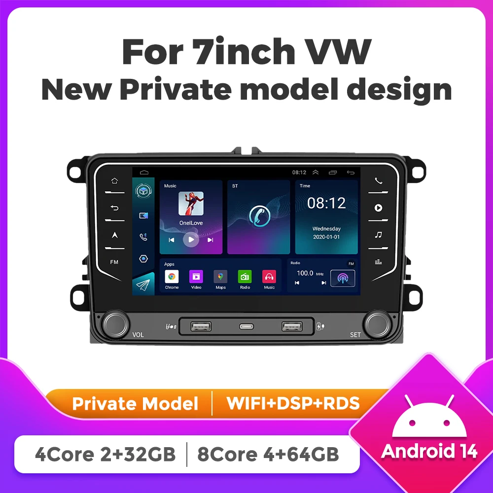 

7inch Intelligent Carplay Android For VW Volkswagen Skoda Octavia Golf 5 6 Touran Passat B6 Polo Jetta Car Radio Multimedia GPS