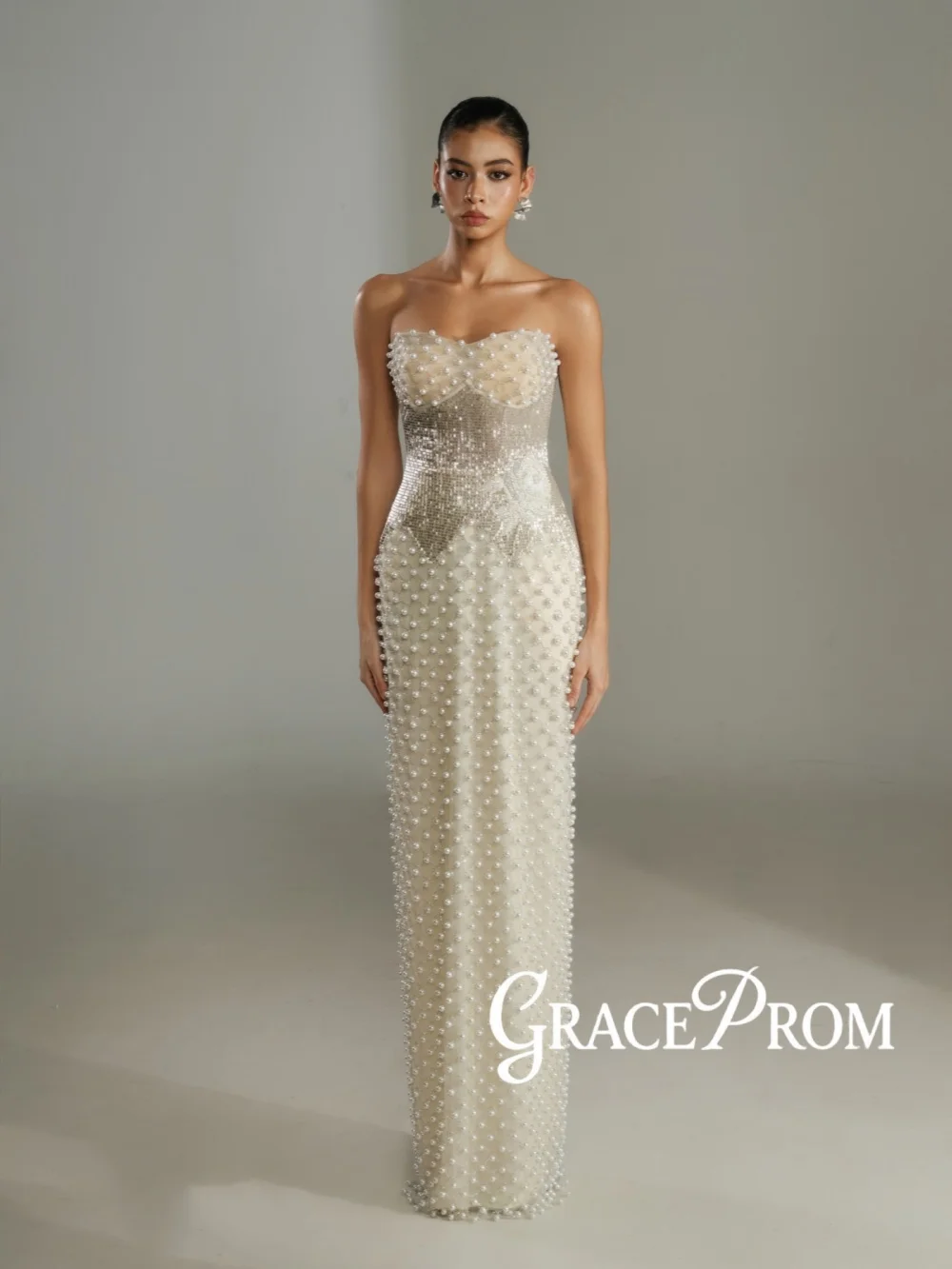 Nouvelle Arrivée Robe de Soirée Exquise en Perles, Robe de Mariage Droite et Élégante sans Bretelles, Robe de Banquet Personnalisée et Stylée
