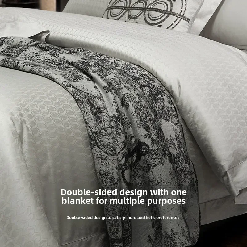 Bedroom household light luxury black and white wool blanket