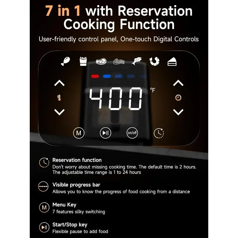 Kitchen Elite Air Fryer Oven Digital Display Compact Cooker Space Saver Non-stick and Dishwasher Safe Basket