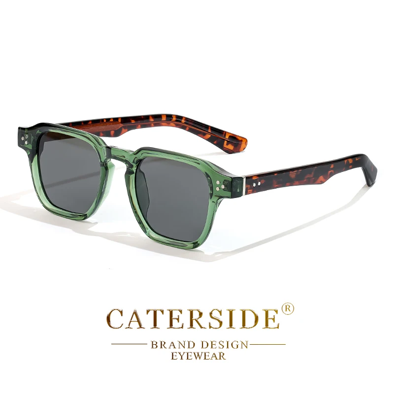 CATERSIDE Vierkante mode-zonnebril Heren Core Insert Temple Luxe merk zonnebril Dames Reizen Strandfeest Festival Geschenken