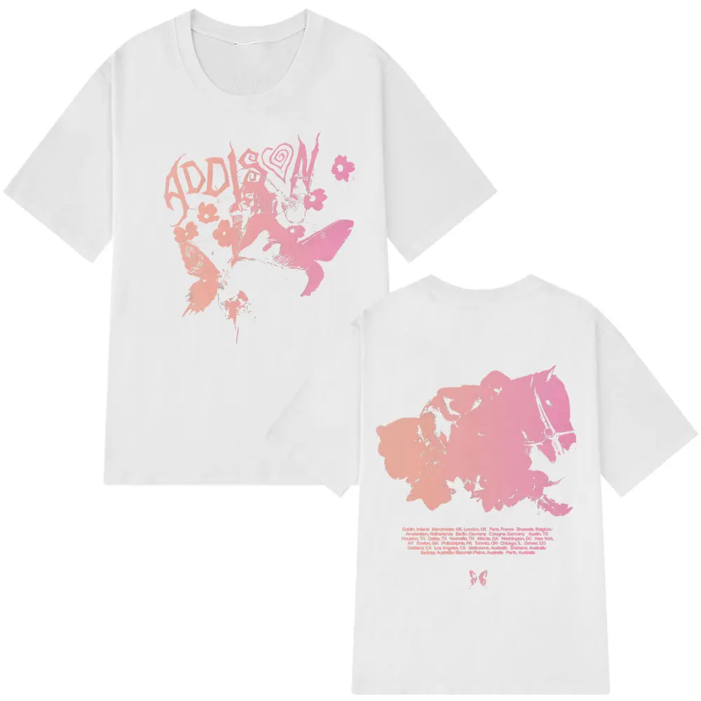 أديسون راي 2025-2026 جولة خمر الجرافيك تي شيرت الرجال النساء جماليات الموضة تي شيرت قصيرة الأكمام القطن Harajuku تي شيرت #2