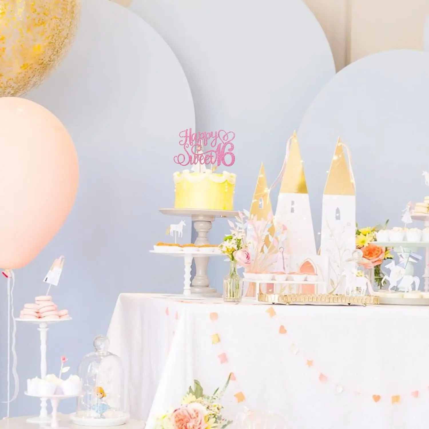 1 PCS Happy Sweet 16 Cake Topper Glitter Hello 16 Cheers to 16 Years Cake Pick Happy 16th Birthday Cake Decoration for Happy - view 4