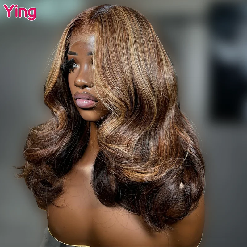 

Ying Hair Highlight Honey Blonde Omber Peruvian 200% Body Wave 13x4 Lace Front Wig 13x6 Transparent Lace Front Wig PrePlucked