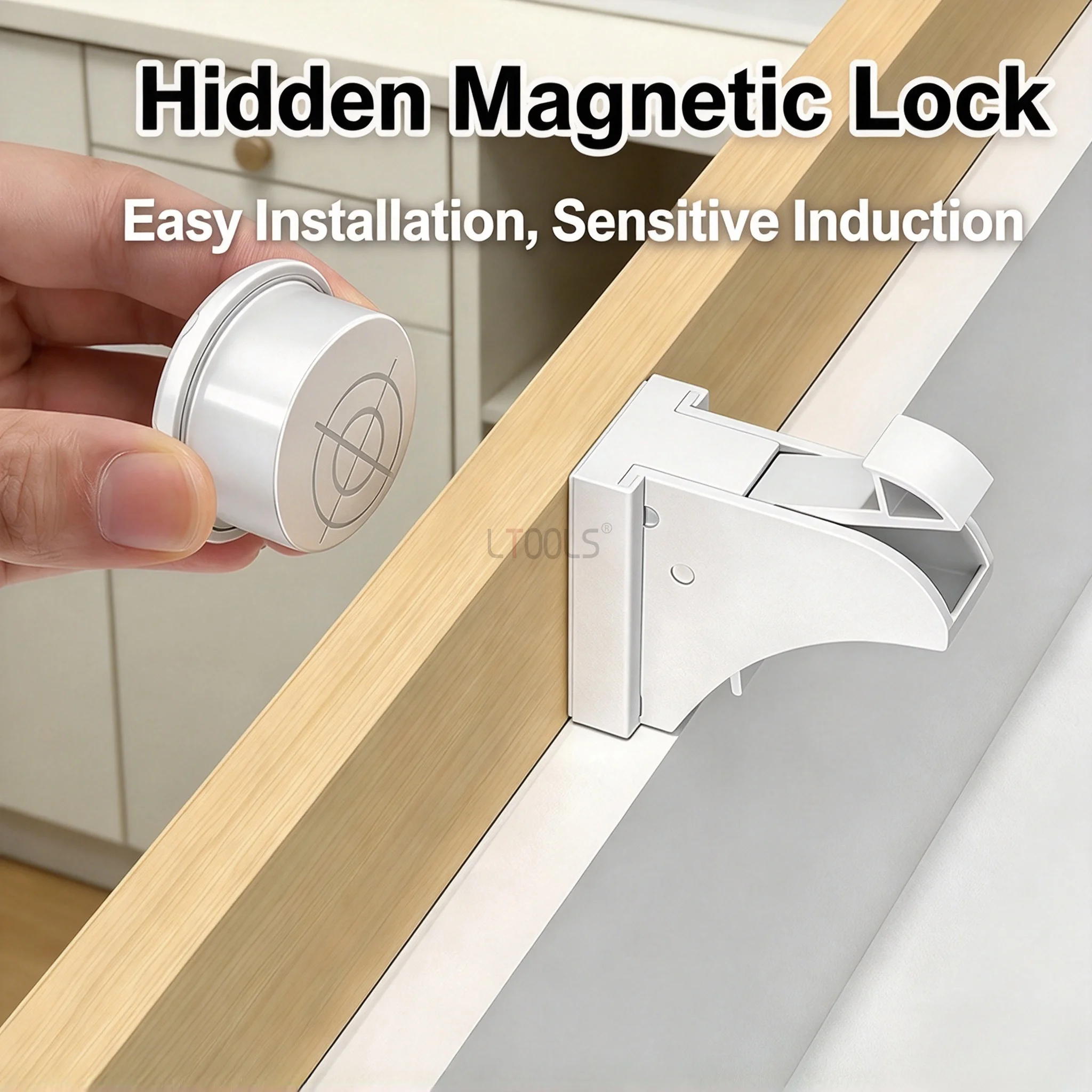 Punch-Free Invisible Magnetic Cabinet Drawer Lock Baby Safety Drawer Lock Childproof Security Lock Safety Latch for Cabinet Desk