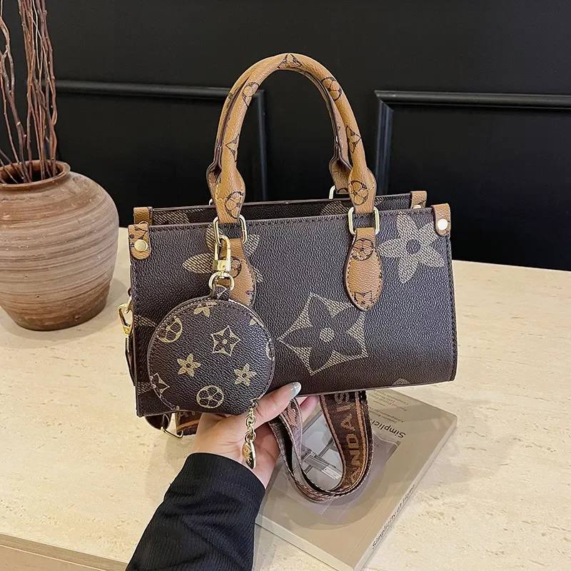 

Vintage Monogram Women's Top Handle Bag, European Style Large Capacity Shoulder Crossbody Commuter Tote Purse