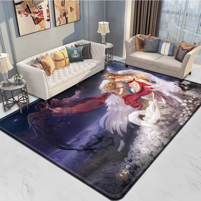 Angel Cartoon Sacred Carpet for Living Room, Camping, Stranger Things, Picnic Mat, Anti-Slip E-sports Rug, Yoga Mat, Fans Gift