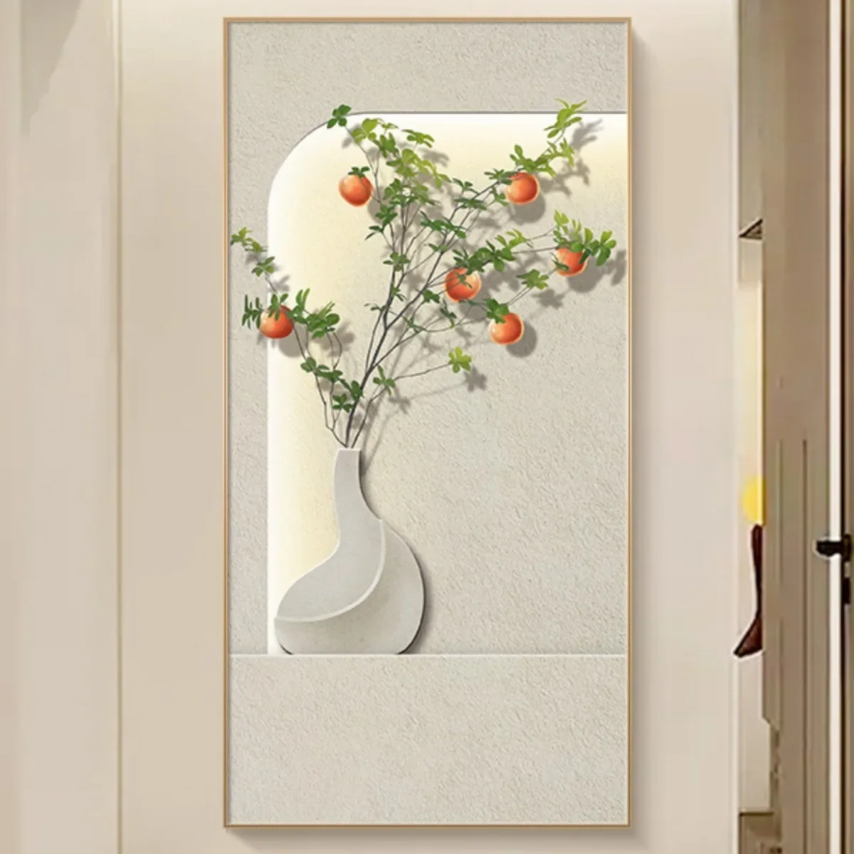 Entrance decorative painting green plants creative light and shadow corridor end mural