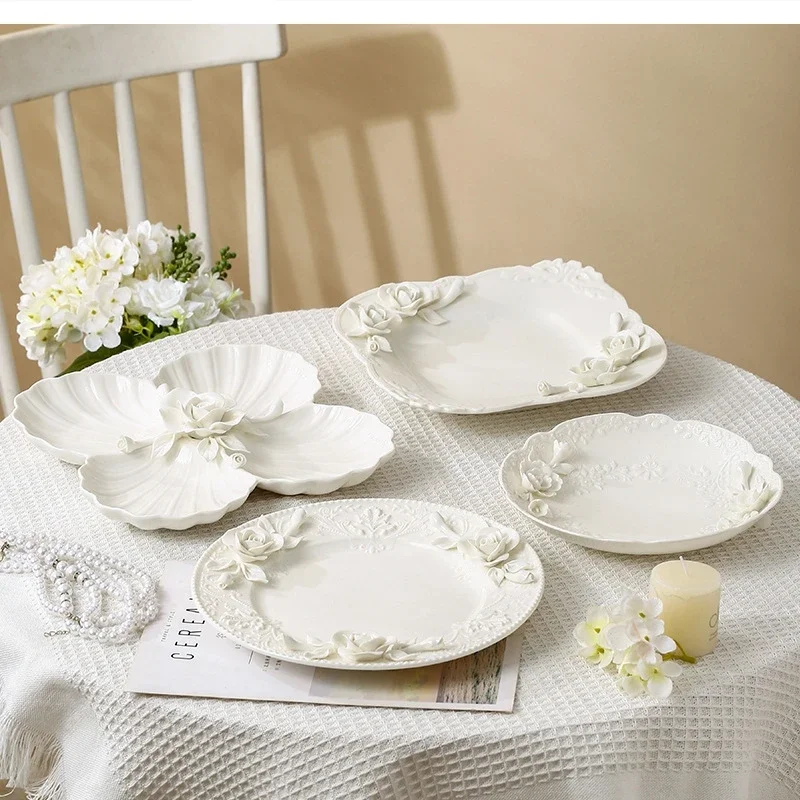 hand embossed Ceramic cake dessert setting restaurant dish