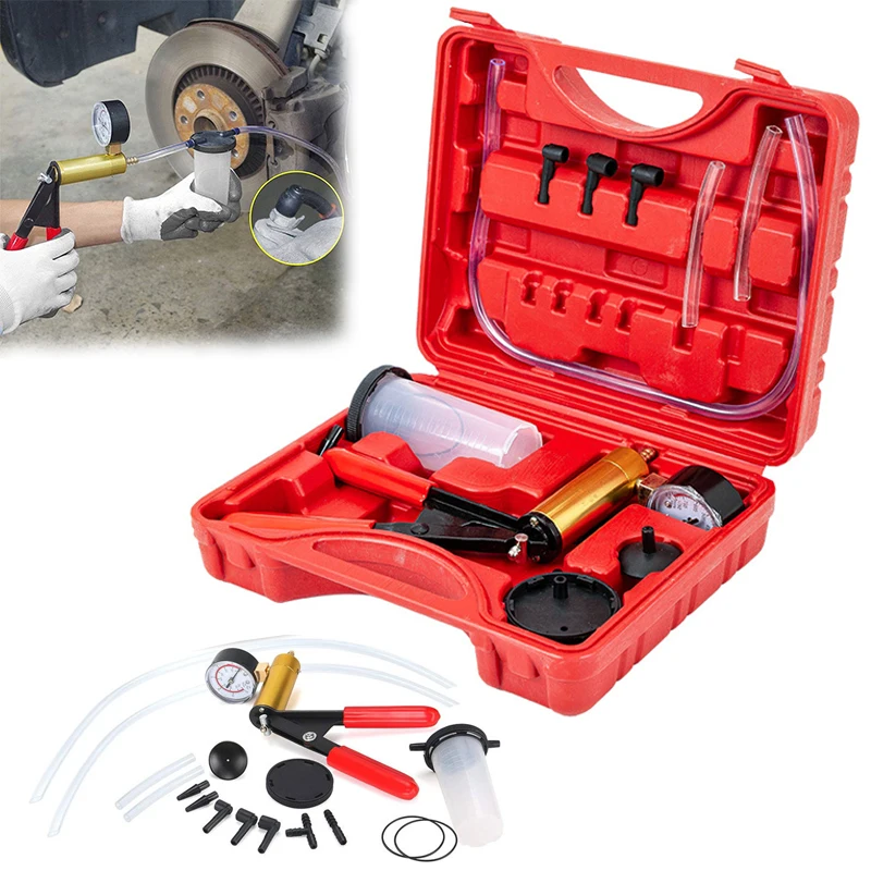 

Vacuum Pump Car PressureTester Kit Manual Brake Bleeder Pistol Pump Car Brake Bleeding Pumping Vacuum Pressure Gauge