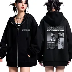 Rauw Alejandro Zip Up Hoodie Men's Harajuku Cardigan Long Sleeve Autumn/Winter Warm Fashion Gothic Coats Sportwear Streetwear