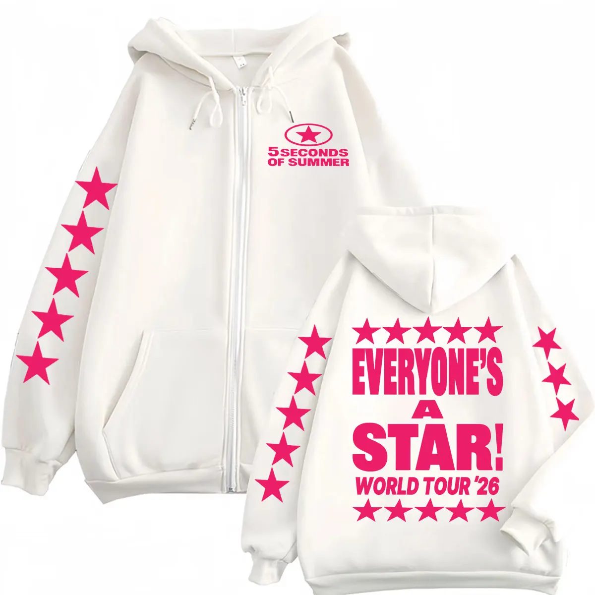 5 Seconds of Summer Everyone's A Star Reißverschluss-Hoodie für Herren und Damen, lässige Fleecejacke, Sweatshirt, Hip-Hop-Pop-Musik, Pullover mit Reißverschluss – Detail 7