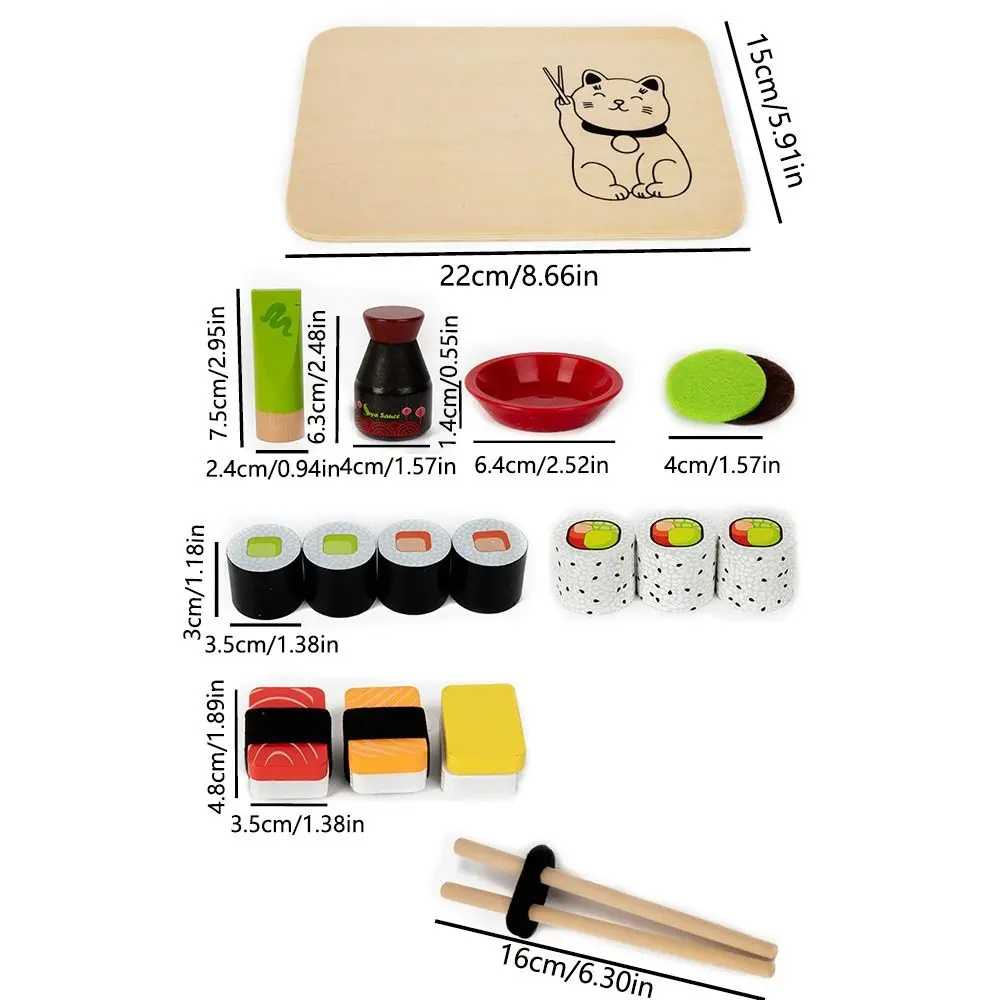 Jouet de cuisine pour Sushi, Simulation amusante, lisse et robuste, jeu de Simulation pour enfant, jouets réutilisables, cadeau d'anniversaire, ensemble de nourriture en bois