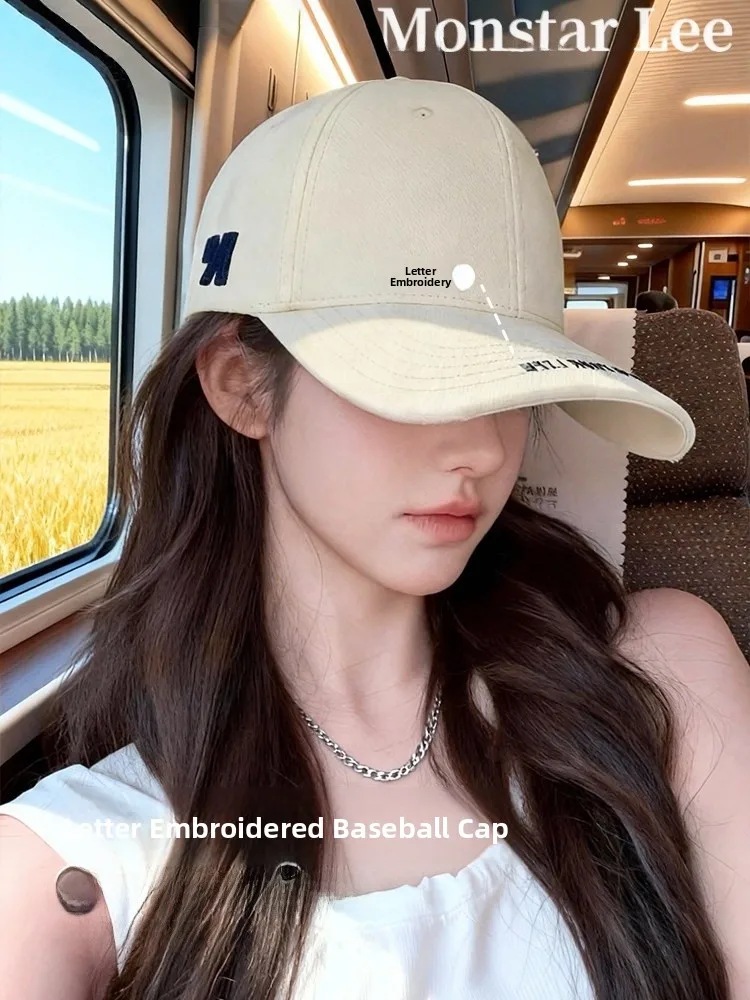 monstar-american-style-hard-top-baseball-cap-women-summer-deep-wide-brim-face-slimming-letter-embroidery-duckbill-cap