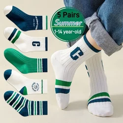 GreenC Summer Calf Socks 5 Pairs Children's Socks Boys Spring Cotton Socks Baby Child 1-14T Kids Sport Sock