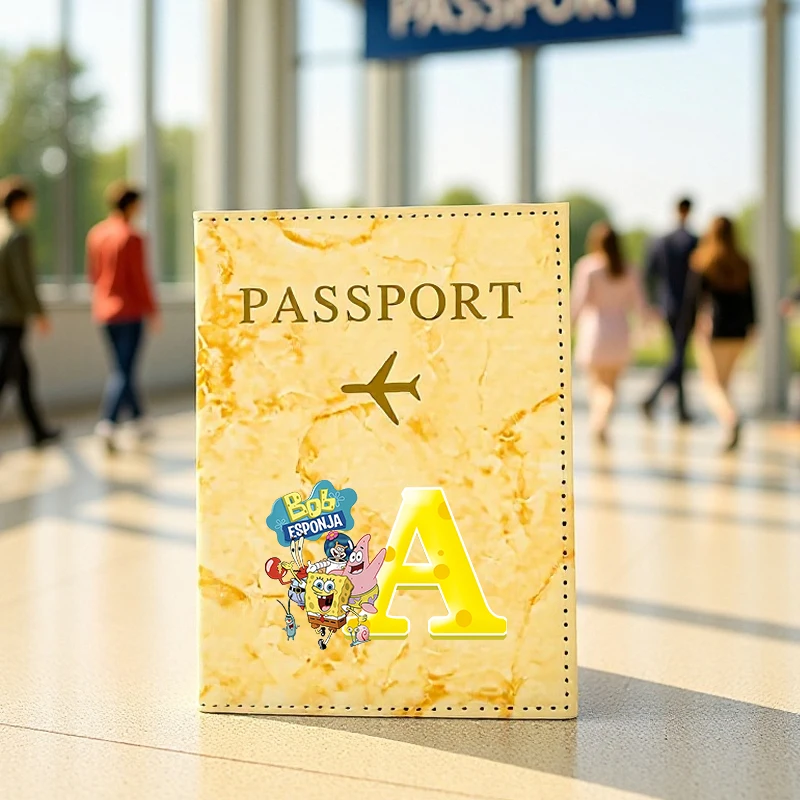

SpongeBob SquarePants Passport Covers Women Ultra-thin Document Holder Kawaii anime Travel Passport Holder ID Card Covers Gift