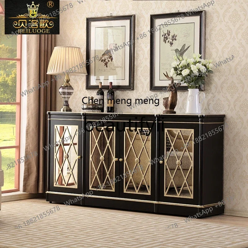 

M178 American simple modern side cabinet neoclassical restaurant mirror multi-functional solid wood locker