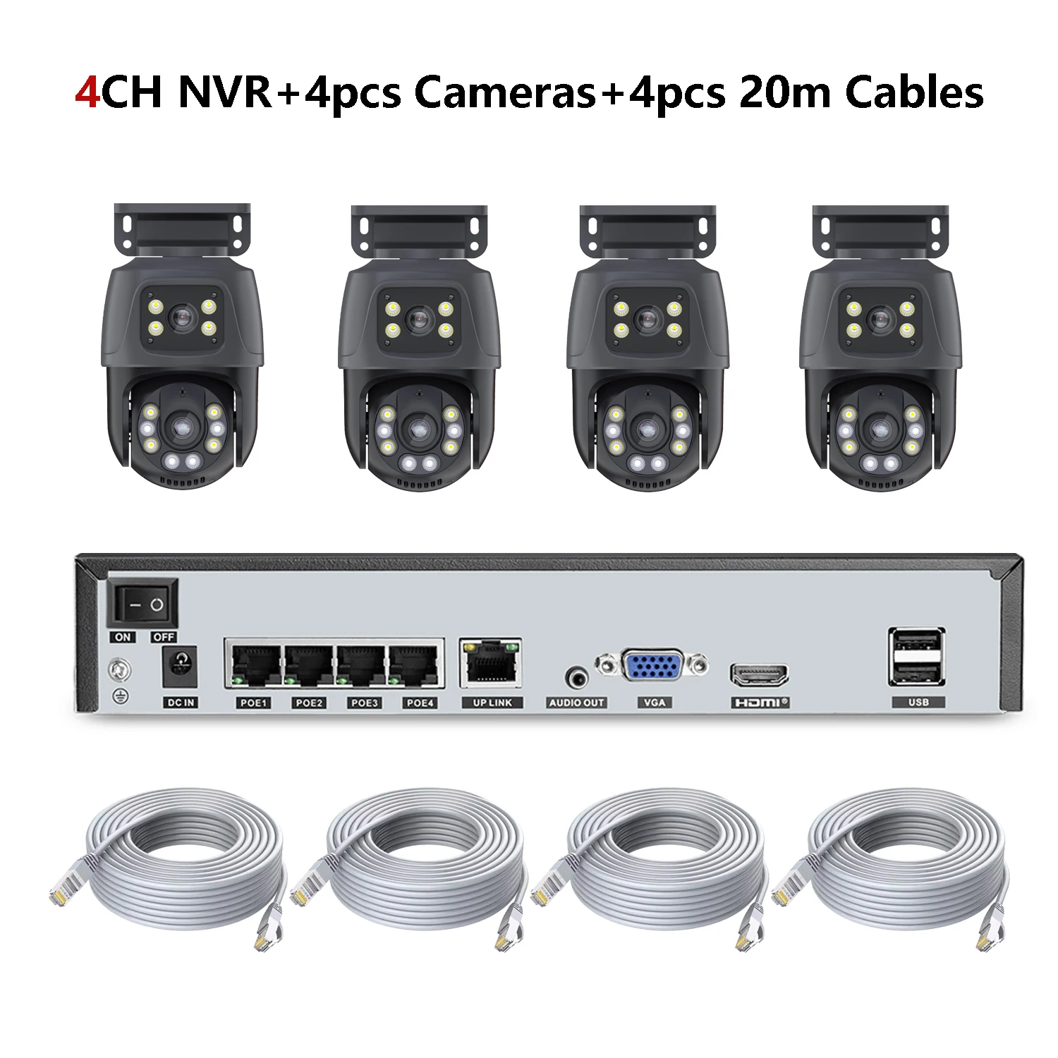 XMEYE Waterdicht 6MP HD POE Bewakingscamerasysteem Dual Lens PTZ POE IP Home Security 4CH 8CH POE NVR Video H.265 CCTV Kit