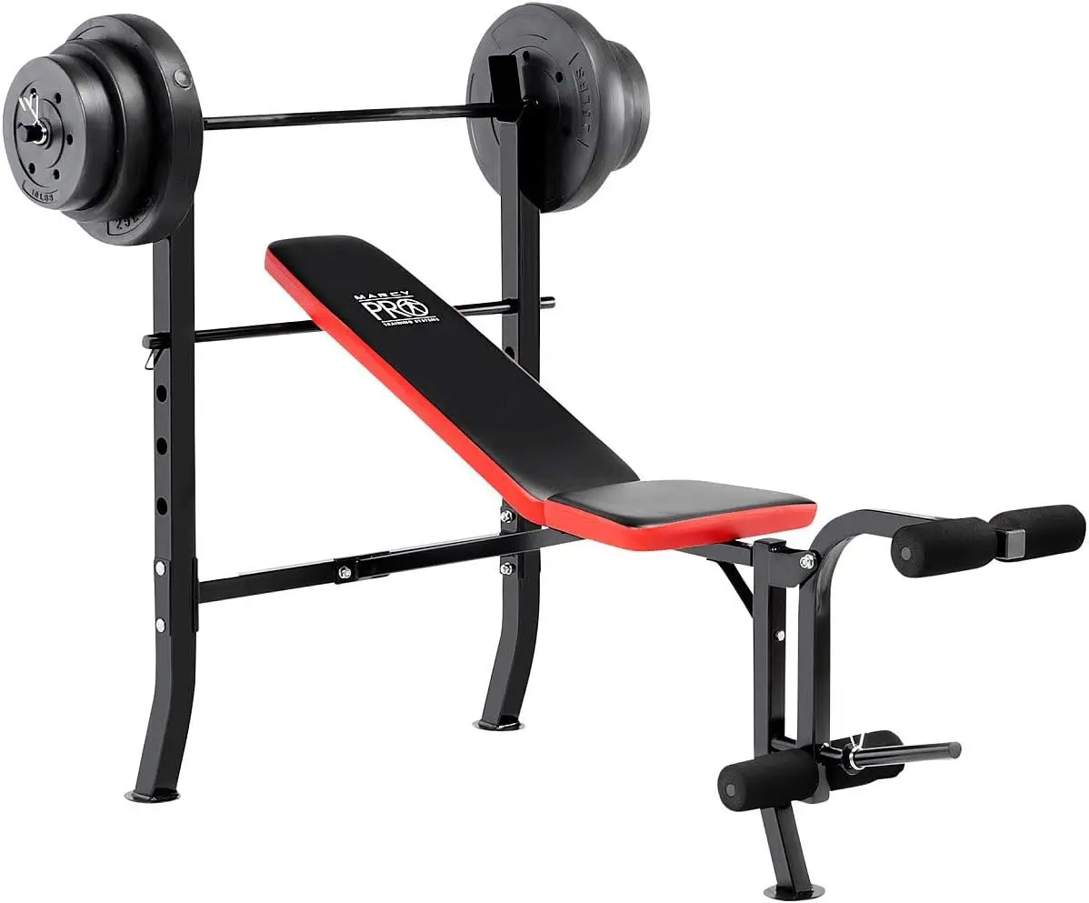 Standard Weight Bench with 80lbs to 100 lbs Vinyl-Coated Weight Set for Strength Training, Weight Lifting for Personal Home Gym