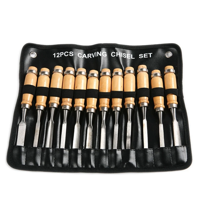 12Pcs Wood Carving Hand Chisel Tool Set Woodworking Professional Gouges Consruction An Carpentry Tools