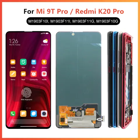 Super Amoled Mi 9T / Mi 9T Pro Screen Replacement, for Xiaomi Redmi K20 / K20 Pro Lcd Display Digital Touch Screen with Frame