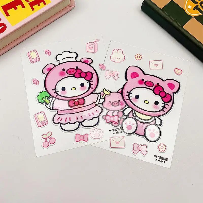 Sanrio Olá Kitty Dos Desenhos Animados Adesivos para Meninas, Impermeável Decore Adesivos, DIY, Geladeira, Telefone Móvel, Computador, Copo De Água, Geladeira, Kawaii