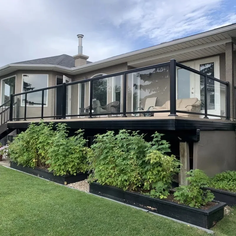 Modern Aluminum Alloy Glass Balcony Balustrade Stair Railing Rust Resistant Floor Mounted for Villa Clamp Included 5+ Year