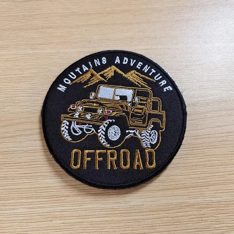 Outdoor Buggy Off-road Vehicle Patch 3D Embroidery Personality Bag Travel Adventure Backpack Hook Loop Patches for Clothing