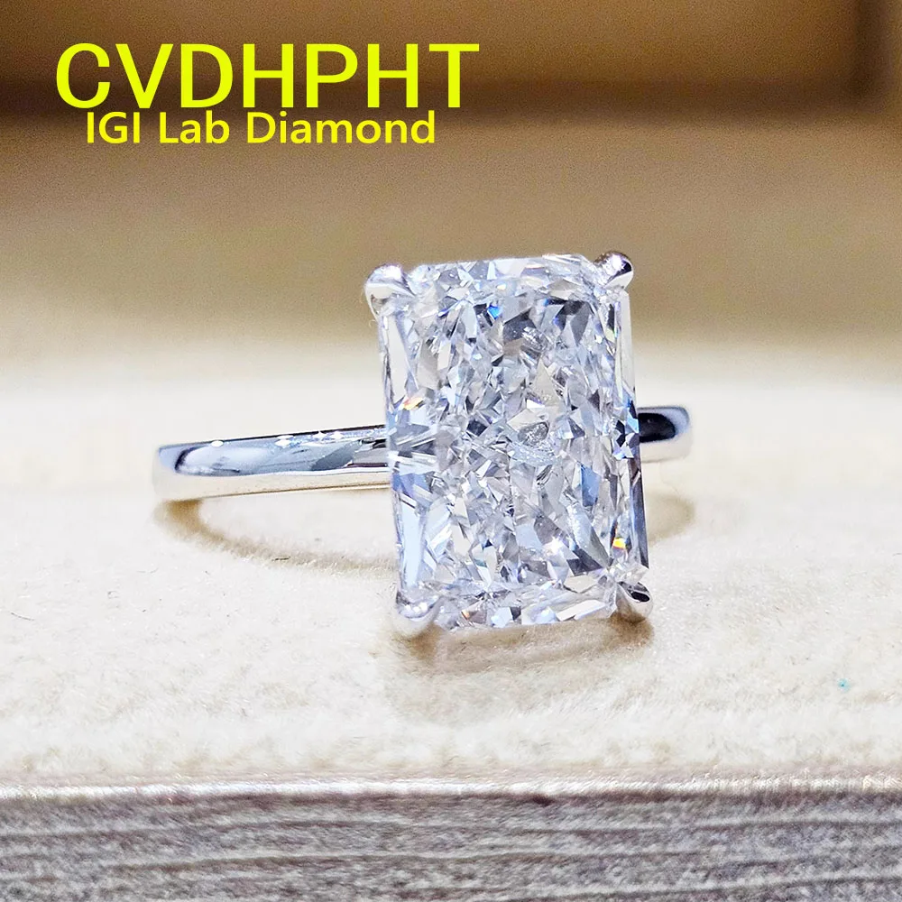 

Radiant D Color 1 2 3Ct IGI Lab Growing Diamond Ring Solid 10K White Gold Diamond Ring wedding ring Factory custom Engagement