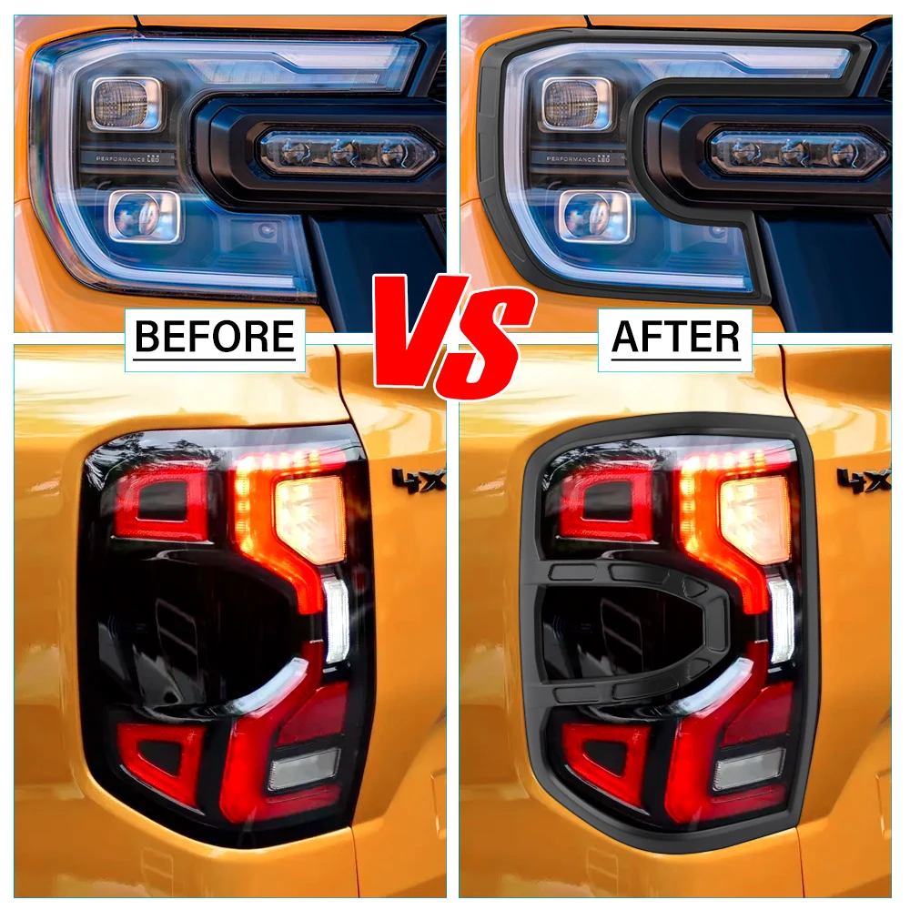 Rücklichter Rücklichter Abdeckung Scheinwerfer Lampe Abdeckung Schutz verkleidung mattschwarz für Ford Ranger Raptor 2023 2024 Next Gen Zubehör – Detail 7
