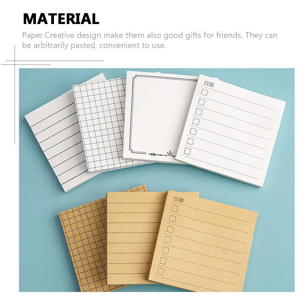 

8Pcs Fashion Notepads Compact Memo Stickers for Students Teachers Paper Reminding Stickers Book Markers School Office Supplies