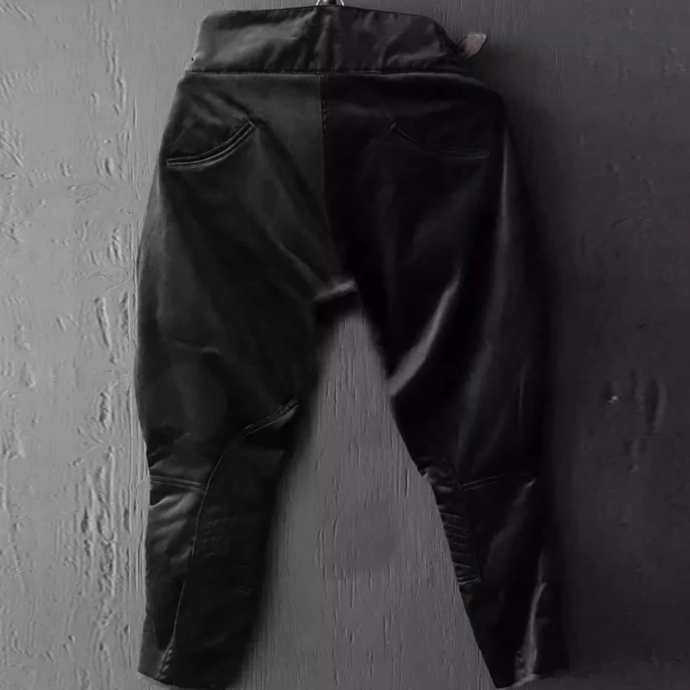 Mannen Retro Broek Punk Vintage Ridder Cosplay Casual Amerikaanse Zwarte Fleece Rijbroek