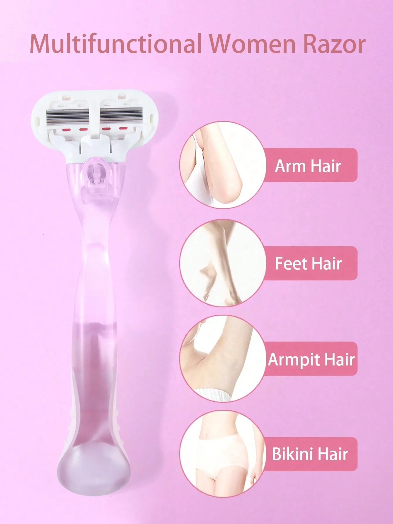 Safety Razor Blades Women Beauty Bikini Hair Removal Shaving Blades Set Shaver 3-Layer Replacement Heads ﻿