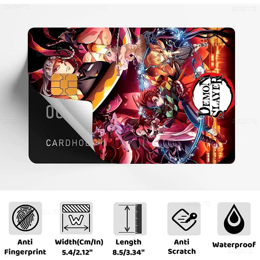 Anime Character Tanjiro Kamado Cartoon Credit Card Skin Stickers for Bank Card Bus Metro Card Sticker Waterproof Women Gift