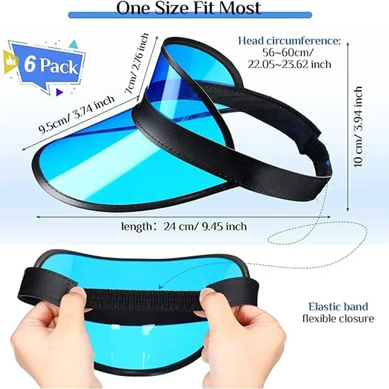 Black Hairband Soft PVC Empty Top Visors for Men Women Outdoor Sport Clear Soft PVC Sun Protection Hats Adjust Beach Accessory