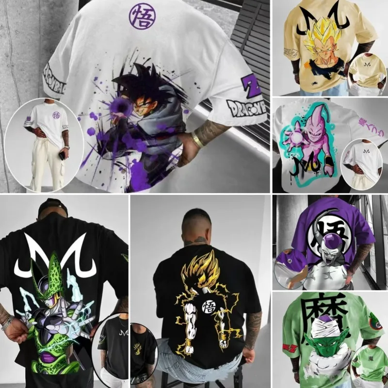 

Dragon Ball Goku Men's T-shirt Tops Cotton Short-sleeved Cartoon Casual Soft Comfortable Y2K T-shirt Clothing Anime Peripheral