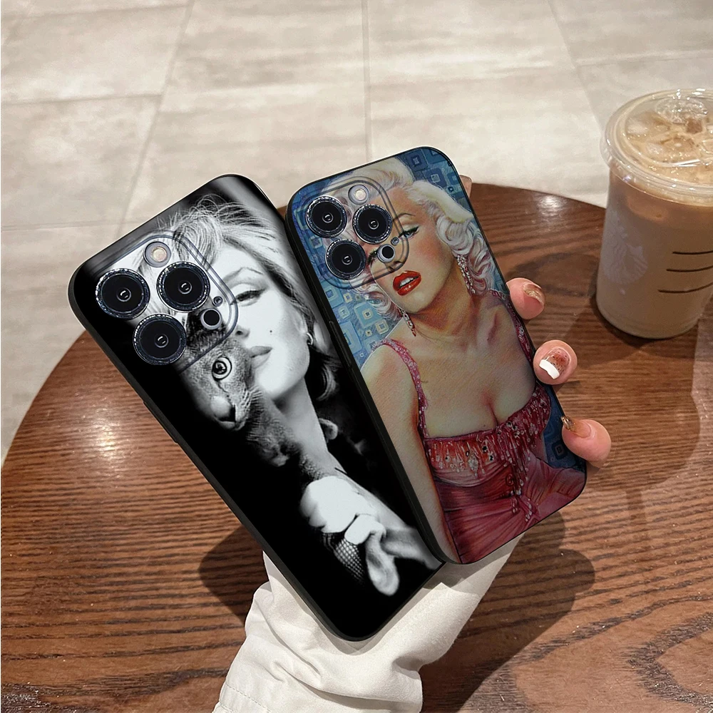 Marilyn Monroe Phone Case For IPhone 11 12 13 14 15 16 Mini Plus Pro Max Silicon Black Soft TPU Cover