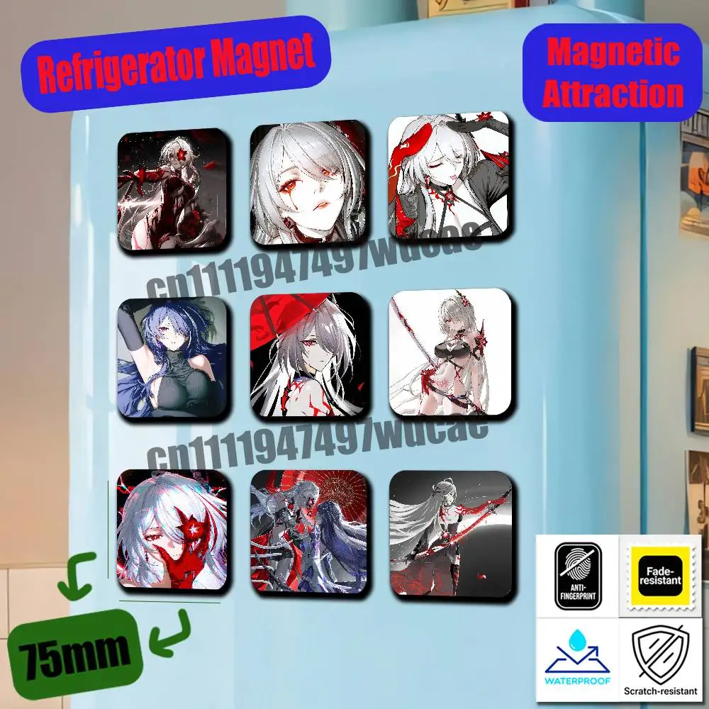 For Honkai Star Rail Acheron Fridge Magnets Freezer Metal Cabinet Custom Refrigerator Magnetic Card Case