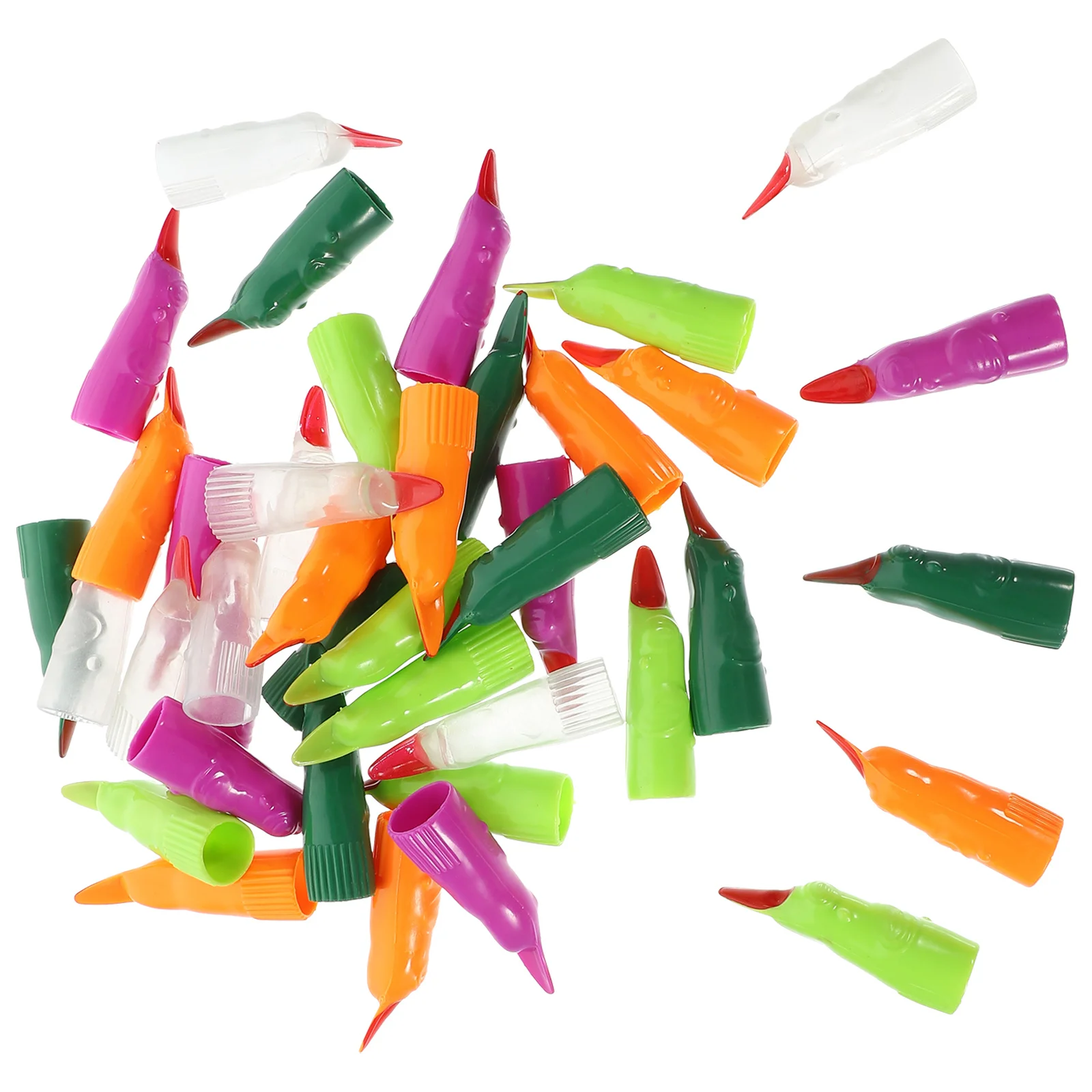 40 قطعة من أصابع الهالوين الساحرة المزيفة أظافر بلاستيكية مخيفة واقعية للحفلات التنكرية دعائم المزحة الليلية المتوهجة