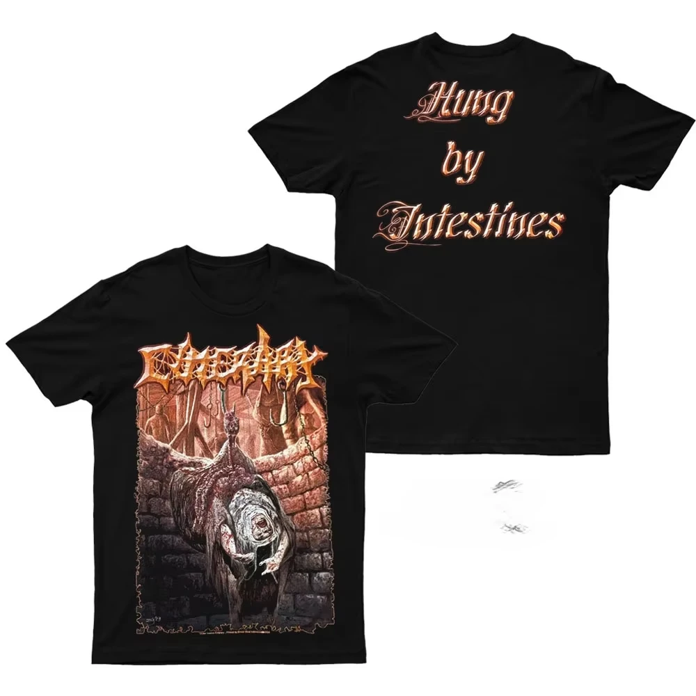 

Новинка CINERARY 2025 года — футболка из чистого хлопка с принтом Hung By Intestines, модная мужская футболка