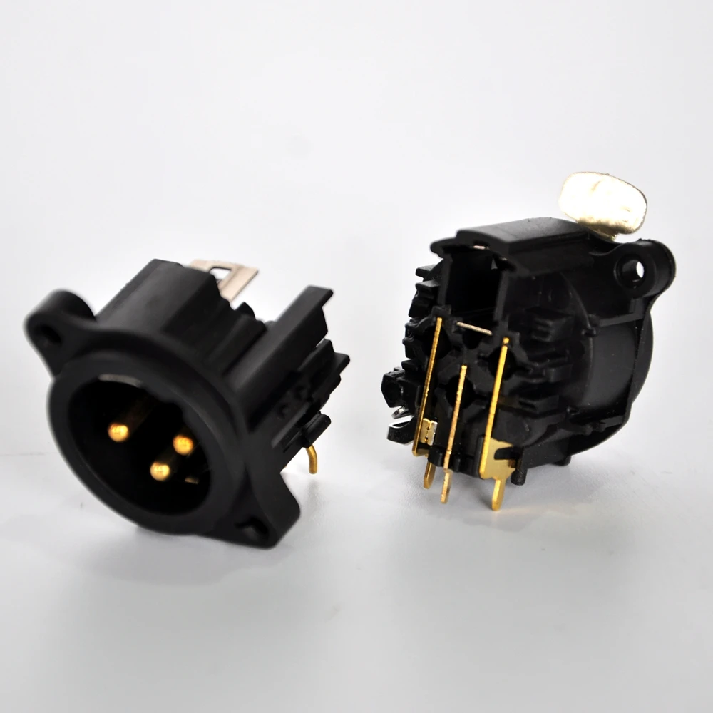 GIgertop Plastic Shell DMX512 Stage Lighting 3PIN XLR Socket Signal Connector Gold Plated Vertical PCB Mount Panel Install