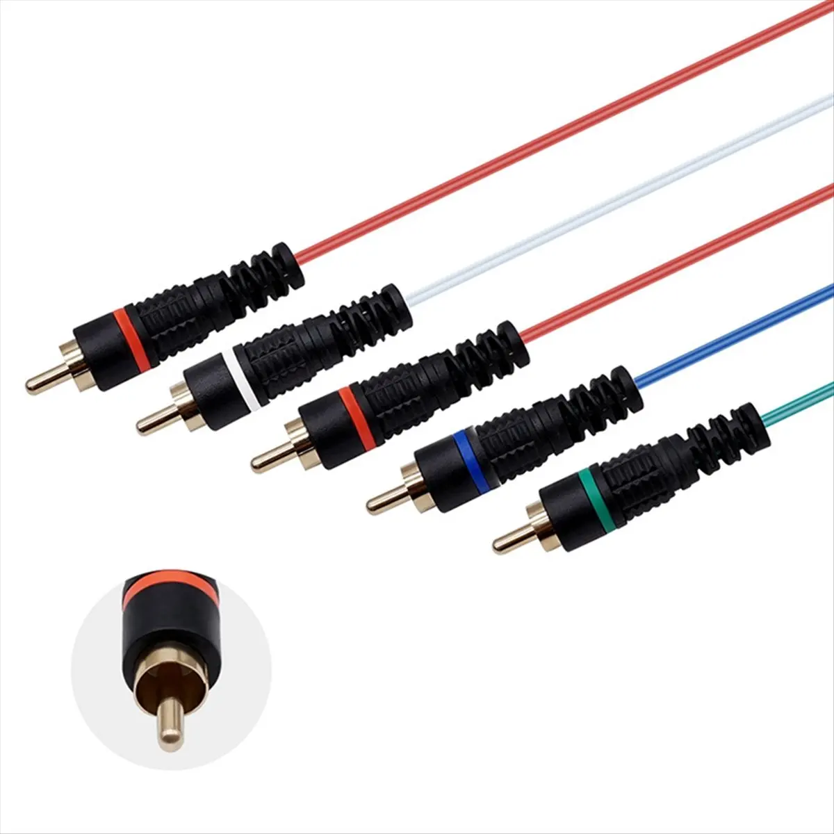 #26E 5RCA YPbPr Cable,Component Video 5RCA YPbPr Cable for Nintendo GameCube (Silver gray & black)